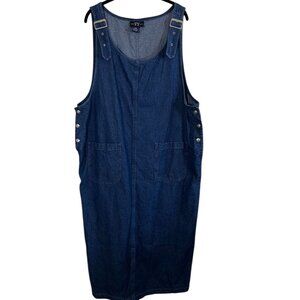 Retro Denim Jean Tank Maxi Dress Blue 20W Western Cowgirl Festival Boho Indie